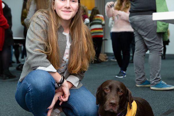Megan, Psychology with Developmental Disorders: I’m taking Bow, a therapy dog, into a school to see how pupils with a wide range of learning difficulties respond, and what the benefits might be.