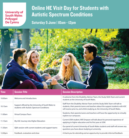 HE Visit Day for Students with Autistic Spectrum Conditions Programme