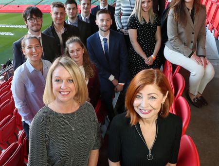 Rowena O'Sullivan and Sandra Busby, front, joined by the first graduates of the Welsh Data Science Graduate Programme. Neil Gibson, July 2018