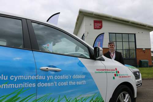 Jon Maddy, director of USW&#39;s Hydrogen Centre, at the launch of Mid and West Wales fire service&#39;s two new hydrogen-powered vehicles, Neil Gibson