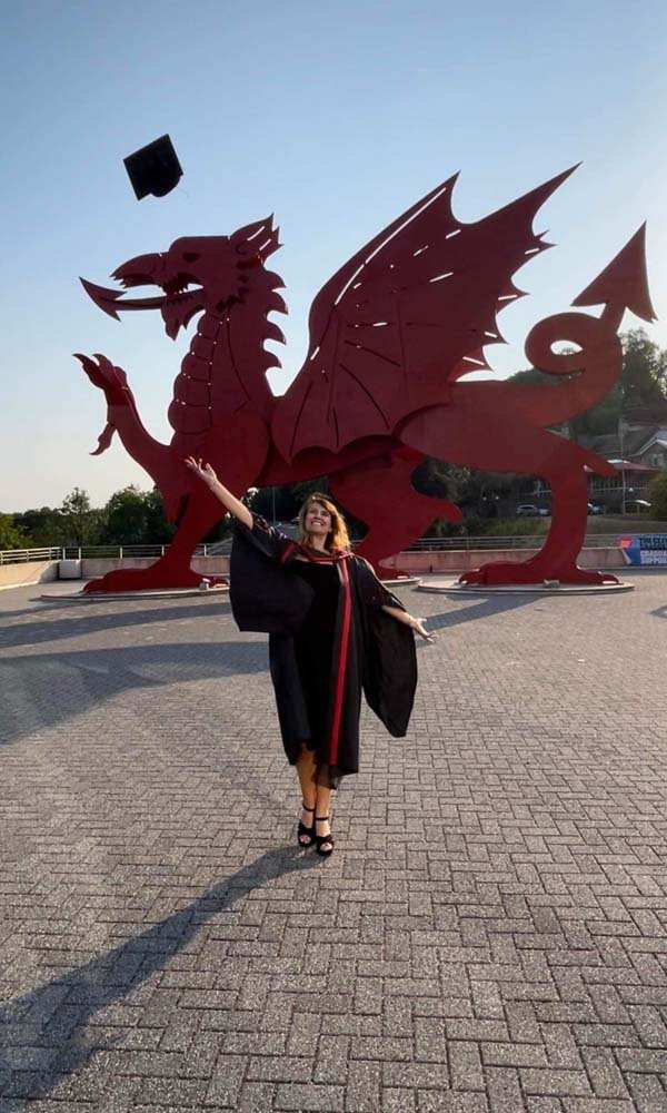 Graduate Joanne Lewis at her graduation at the ICC Wales in Newport