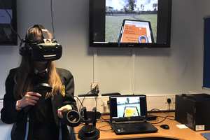 The VR system being used, and what users can see while using the technology. Neil Gibson, July 2018