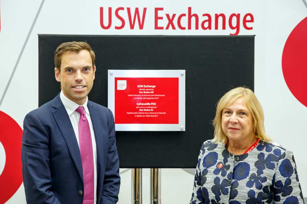 Economy secretary Ken Skate and Julie Lydon open the USW Exchange. Neil Gibson, September 2017