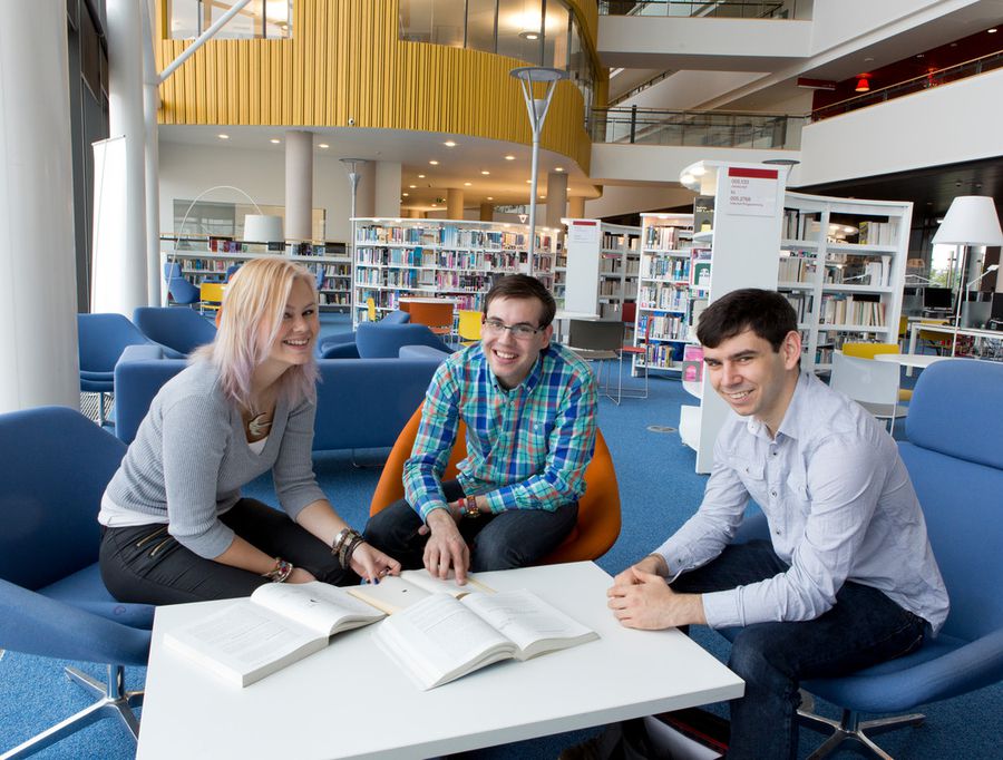 Students in Newport Library