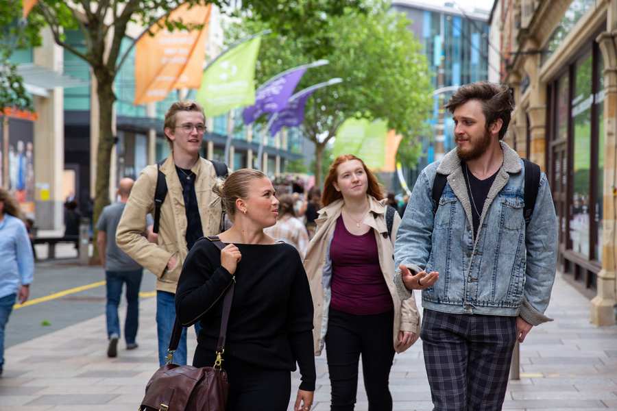 Students in Cardiff City Centre