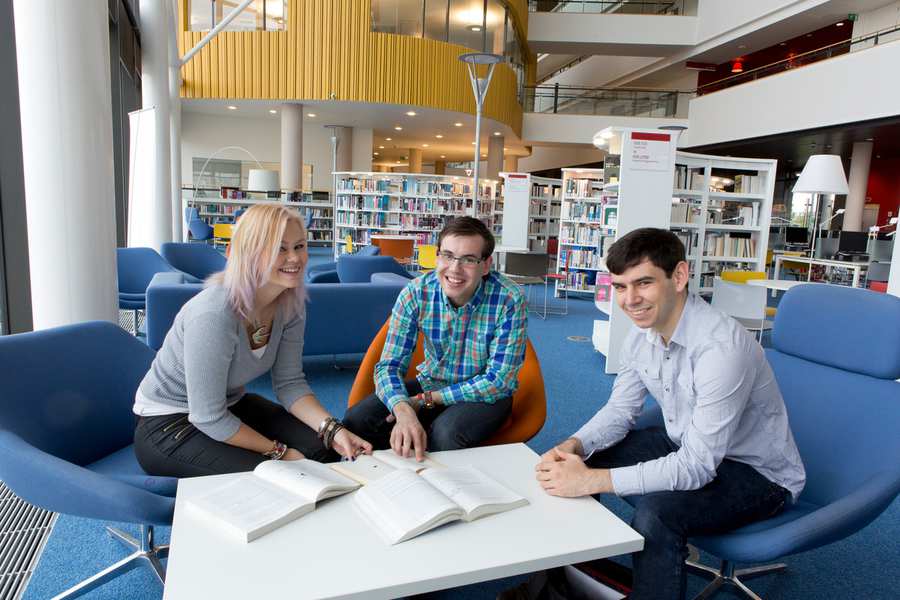 Students in Newport Library