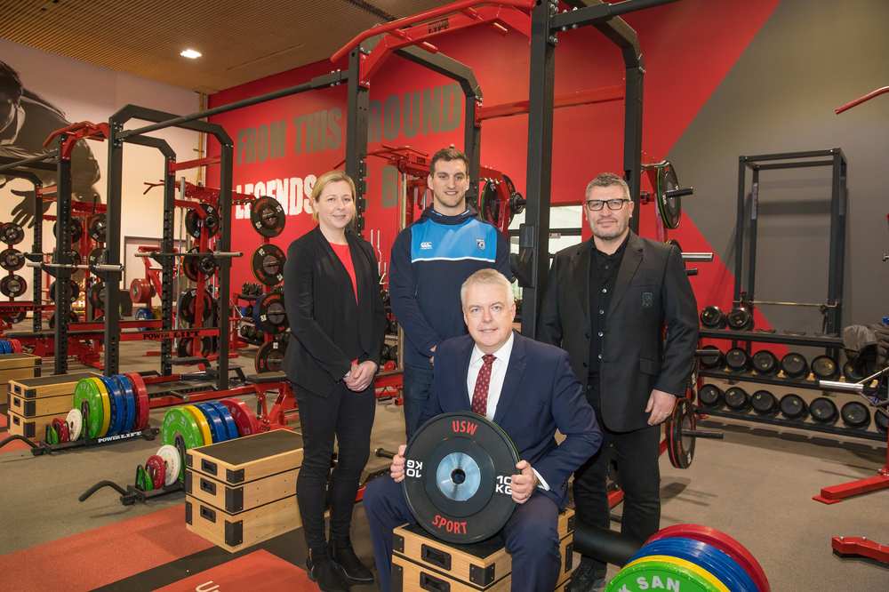 Jayne Ludlow, Sam Warburton and Osian Roberts, with the First Minister, Carwyn Jones, opening USW's enhance Sports Park.. Neil Gibson, January 2018