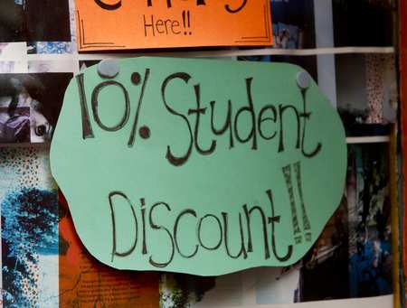 Student discount sign